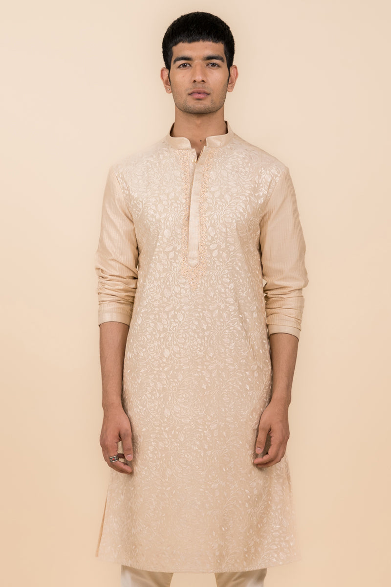 Gold All Over Embroidered Kurta set