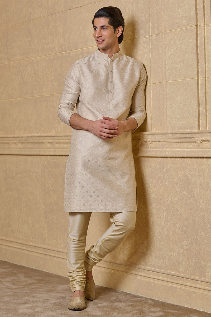 Light Grey Kurta Set With Texturing Detail