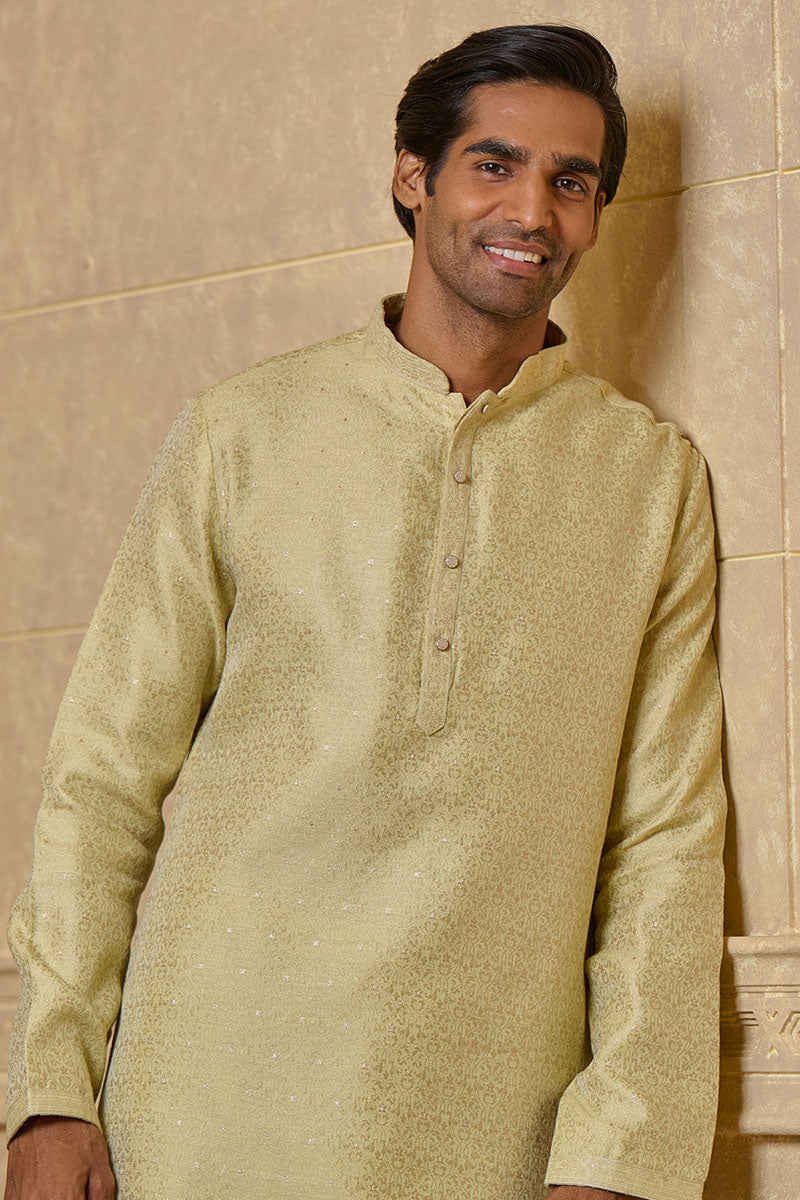 Light Green Kurta Set With Texturing Detail