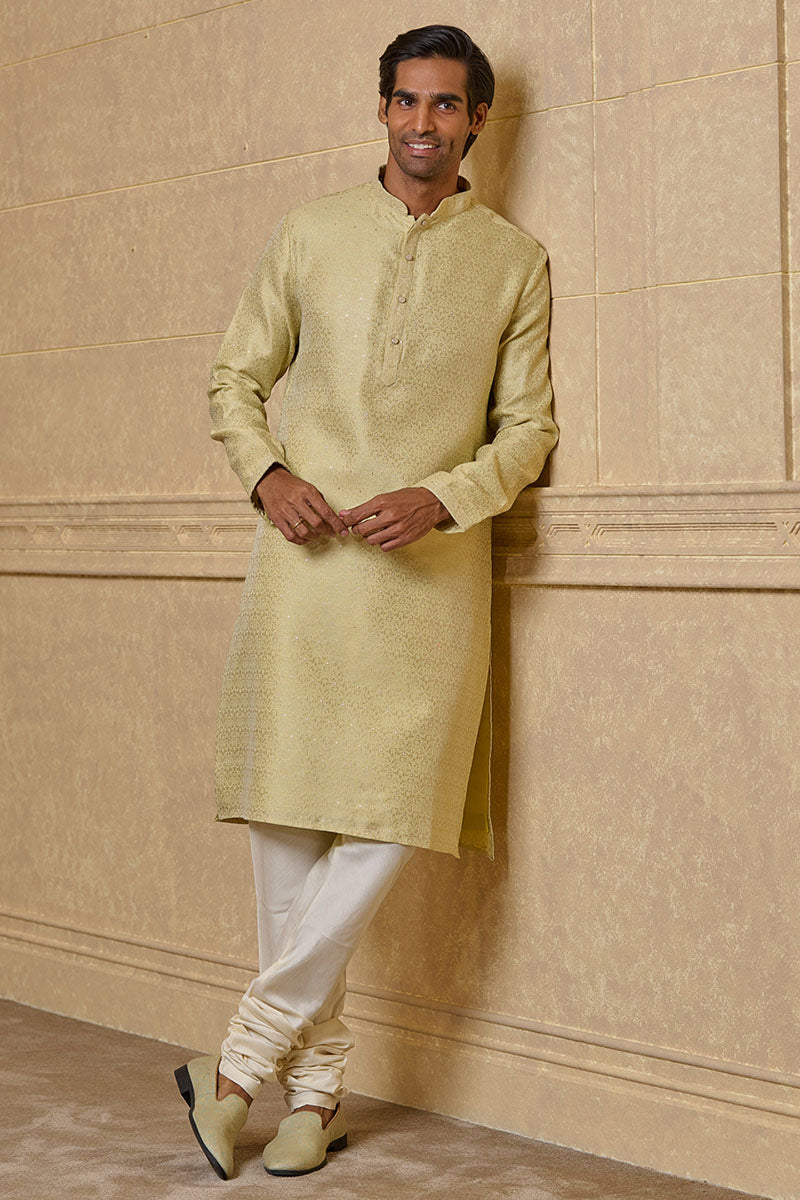 Light Green Kurta Set With Texturing Detail