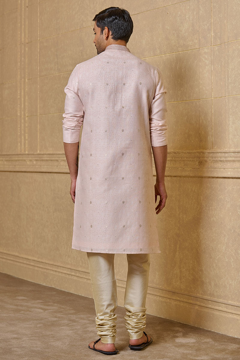 Pink Jacquard Kurta Set