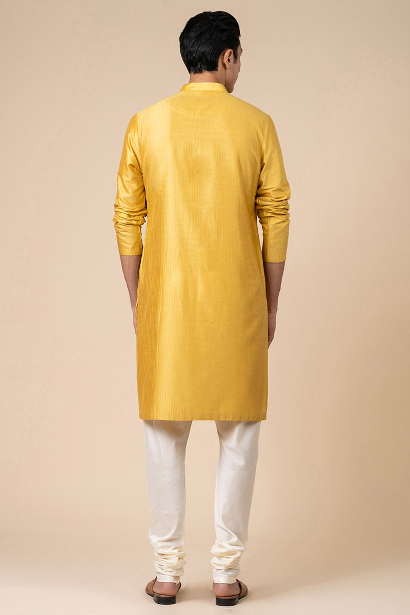 Yellow Ochre Textured Kurta Set