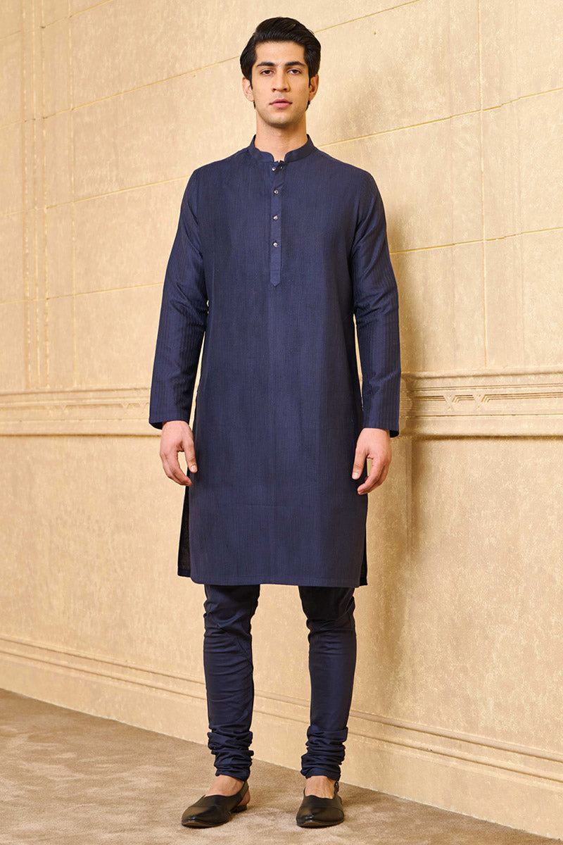 Navy Textured Kurta Set