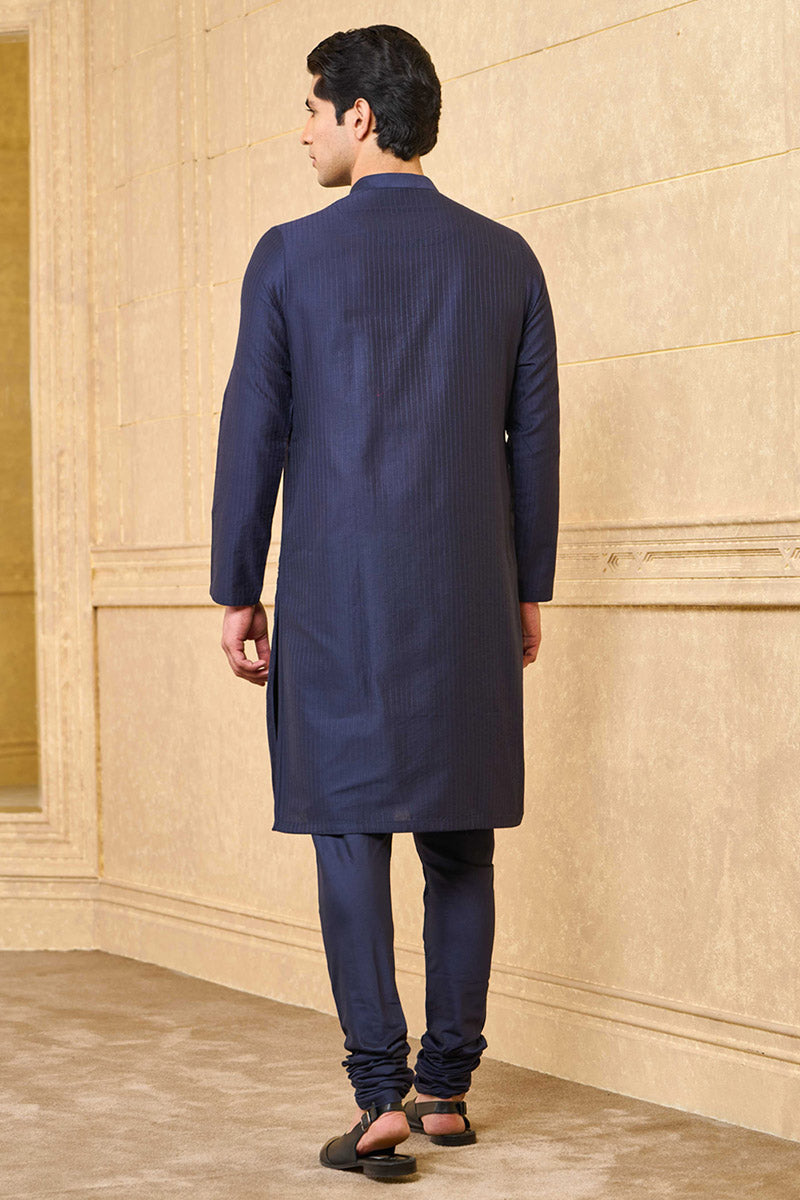 Navy Textured Kurta Set