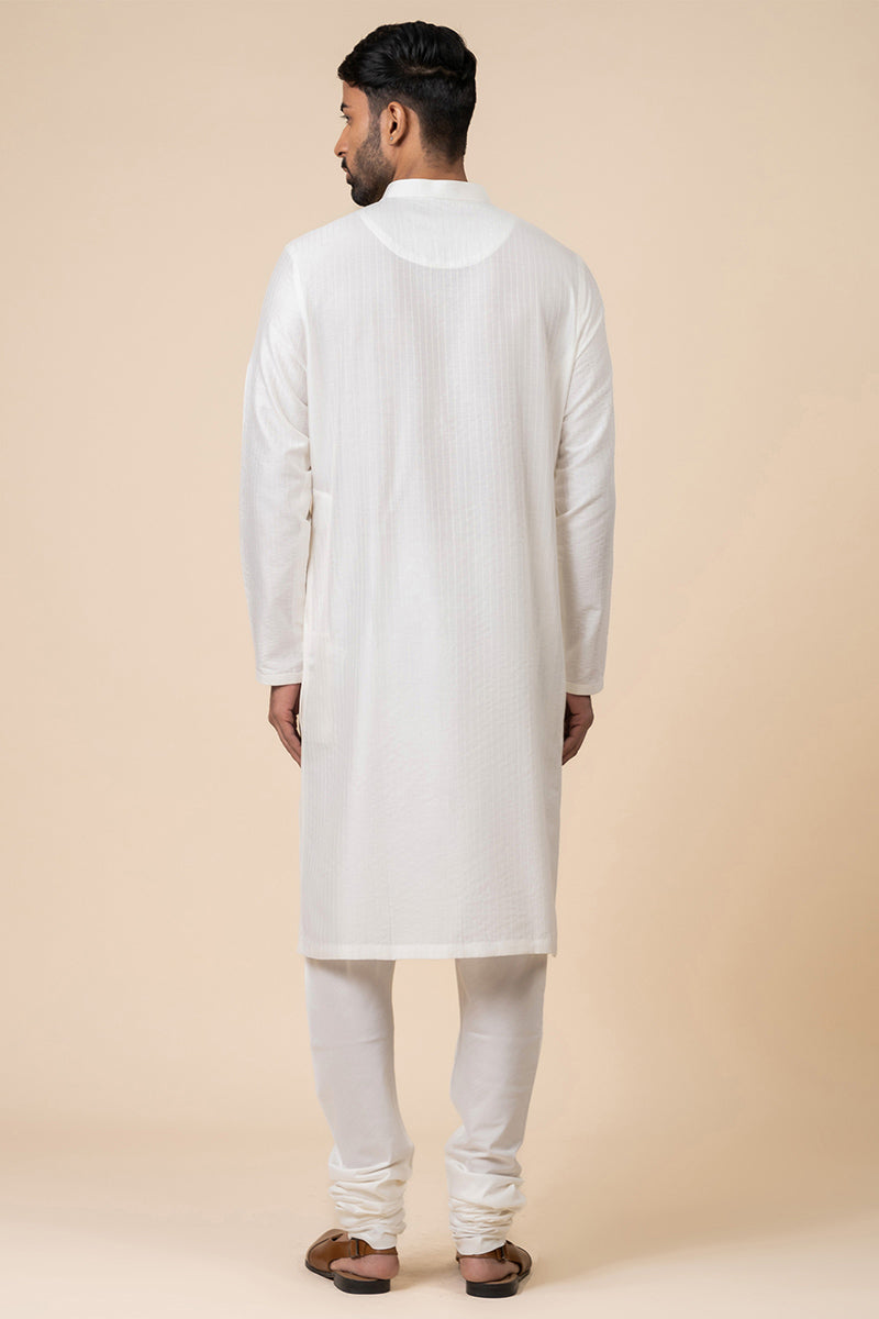 White All Over Textured Kurta Set