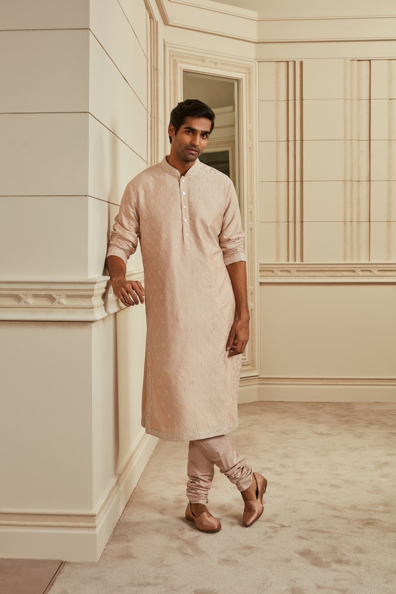 Nude Thread Embroidery Kurta Set