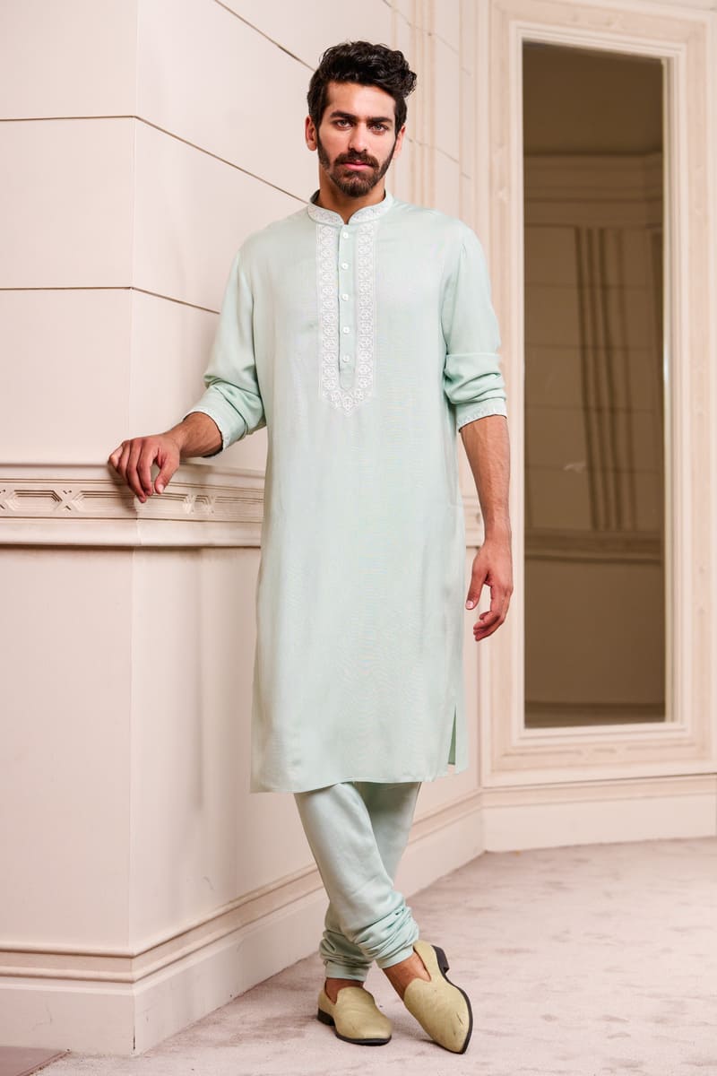 Light Green Cotton Kurta Set