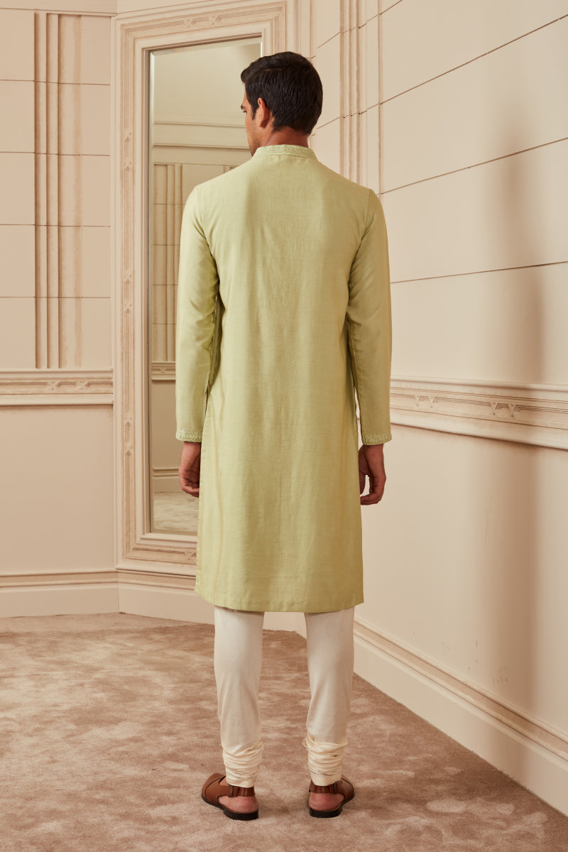 Green Threadwork Kurta Set