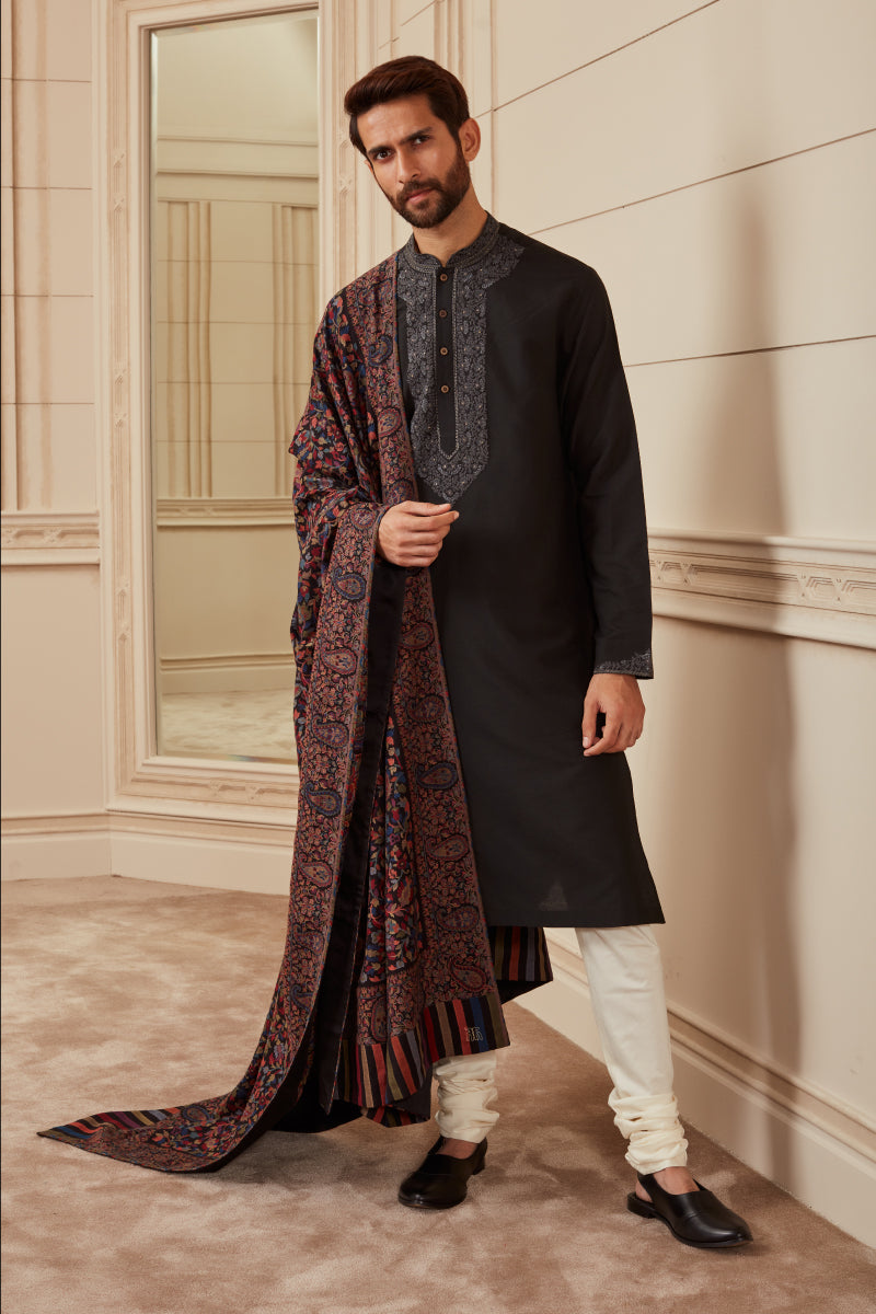 Black Silk Kurta Set