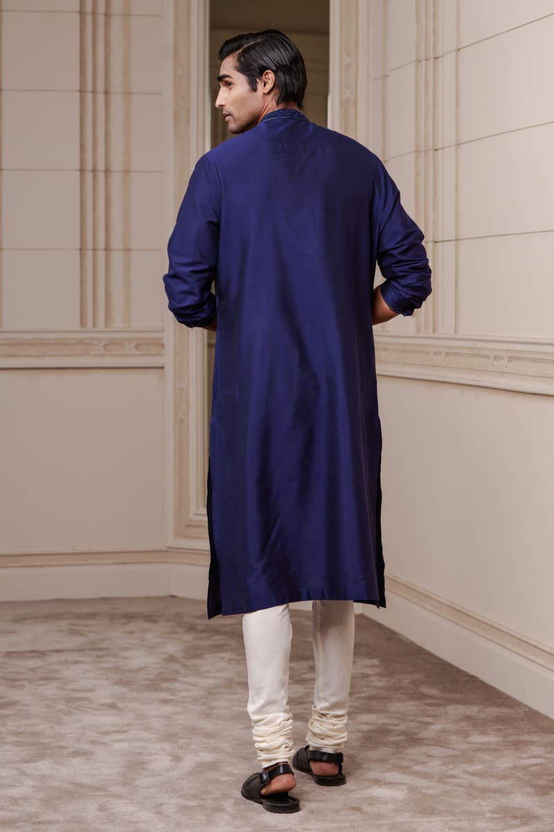 Navy Thread Embroidered Kurta Set