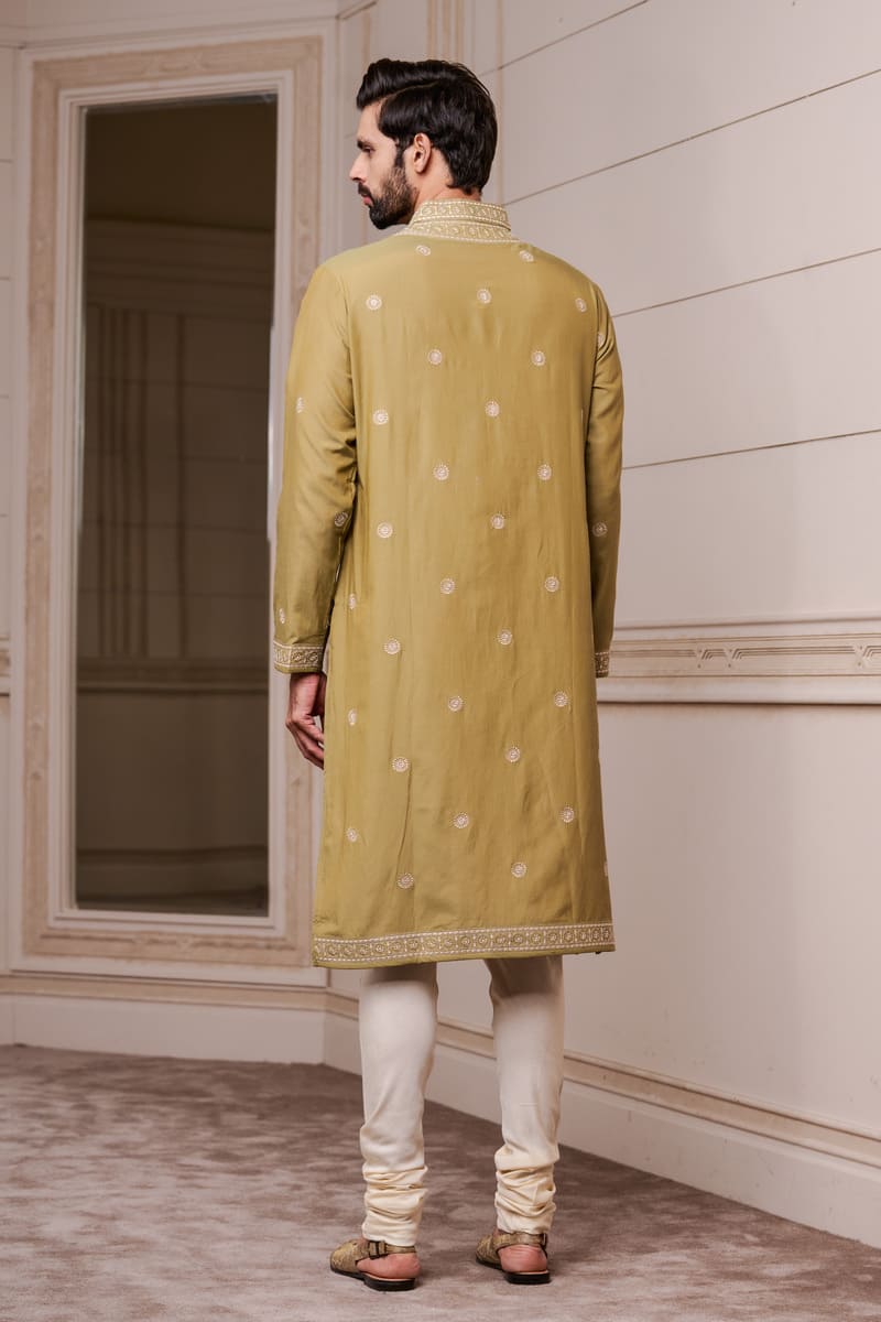 Olive Chikankari Kurta Set