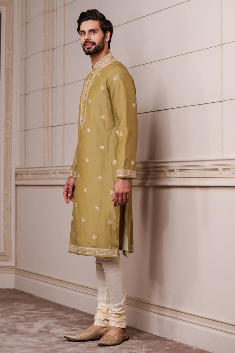 Olive Chikankari Kurta Set