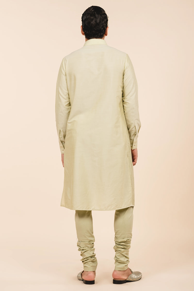 Light Green  Faux Waist Coat Kurta Set