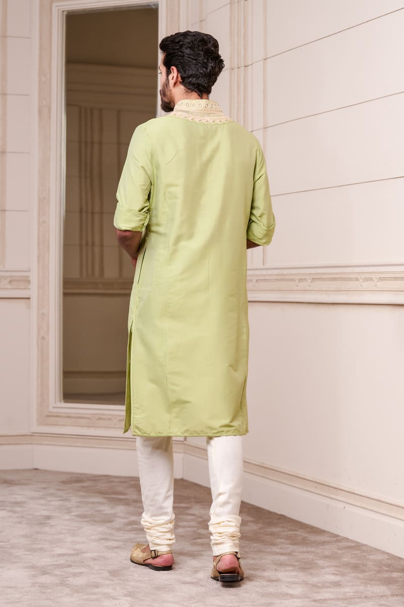 Light Green  Aari Embroidered Kurta Set