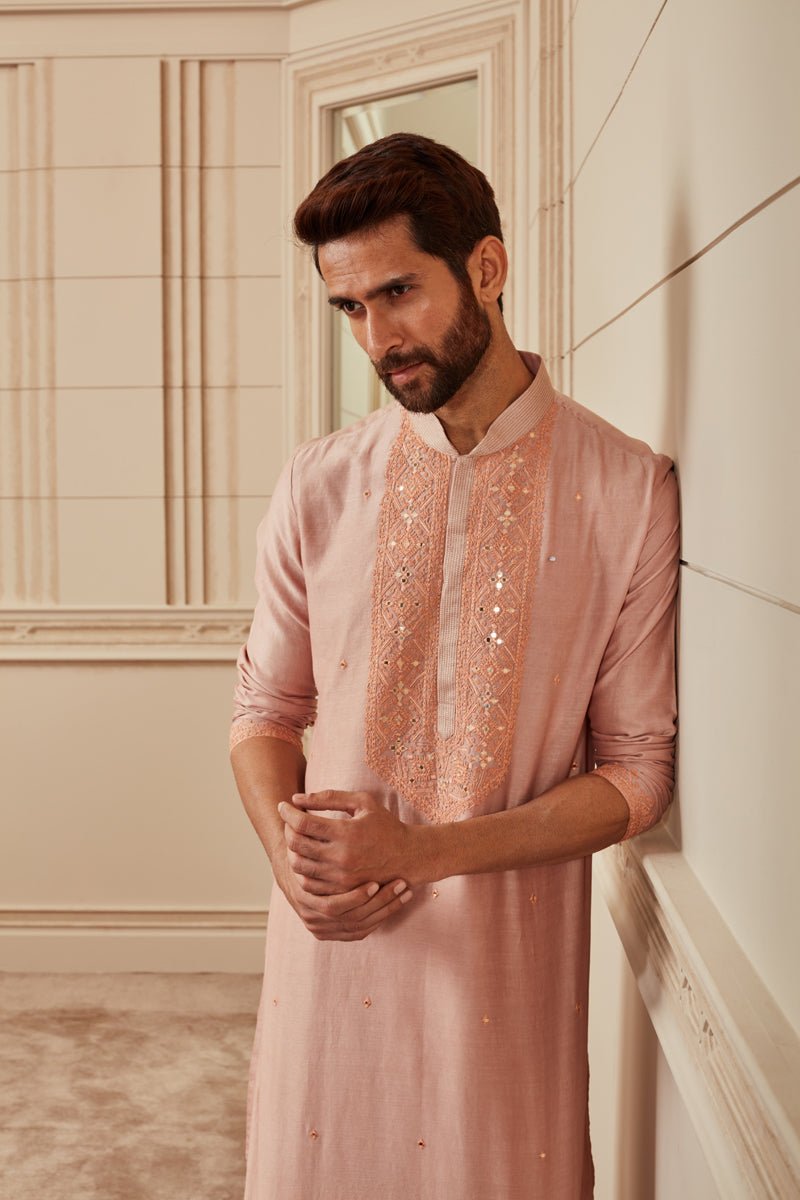 Nude Cotton Chanderi Kurta Set