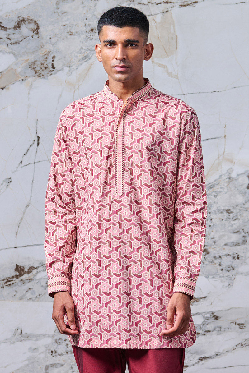 Maroon Printed Kurta Set