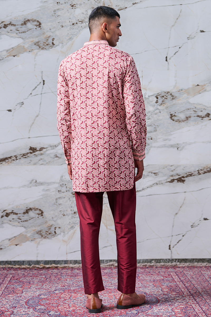 Maroon Printed Kurta Set