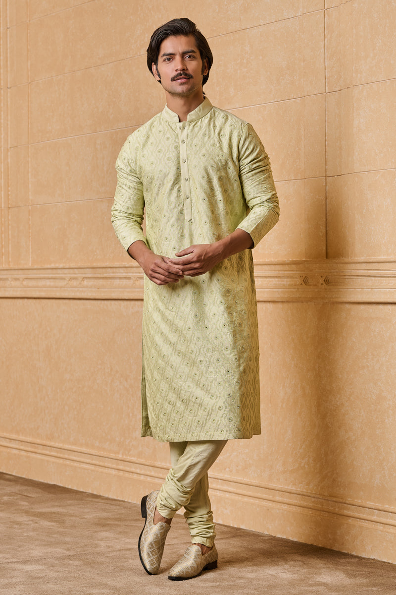 Light Green All Over Thread Embroidered Kurta Set