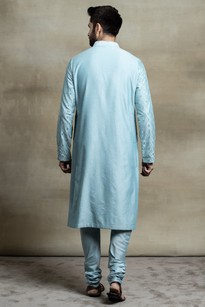 Light Blue All Over Thread Embroidered Kurta Set