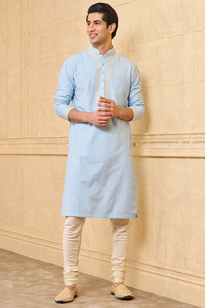 Light Blue Chikankari Embroidered Kurta Set