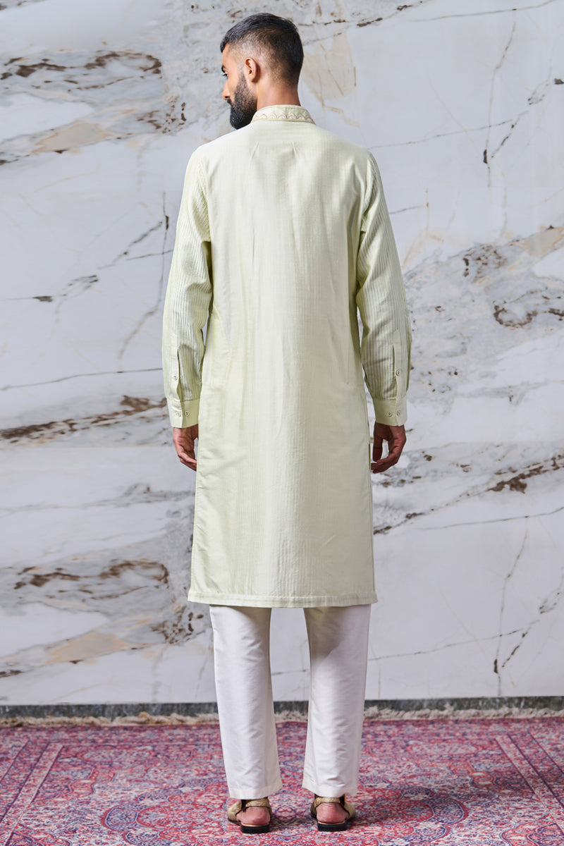 Light Green Zero Point All Over Textured Kurta Set