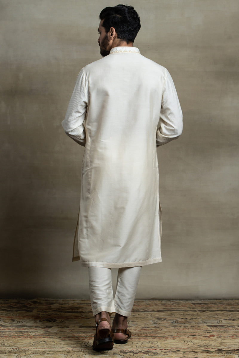 Ivory Zero Point All Over Textured Kurta Set