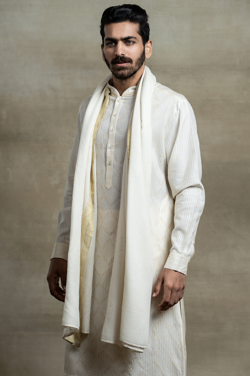 Ivory Zero Point All Over Textured Kurta Set