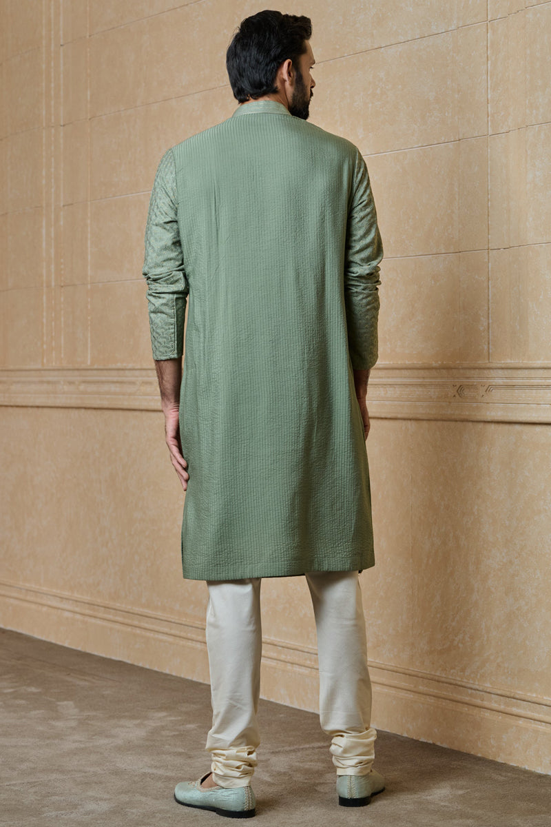 Green All Over Thread Embroidered Kurta Set