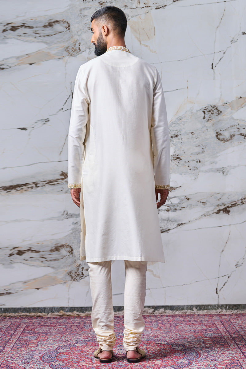 Ivory All Over Embroidered Cotton Kurta Set