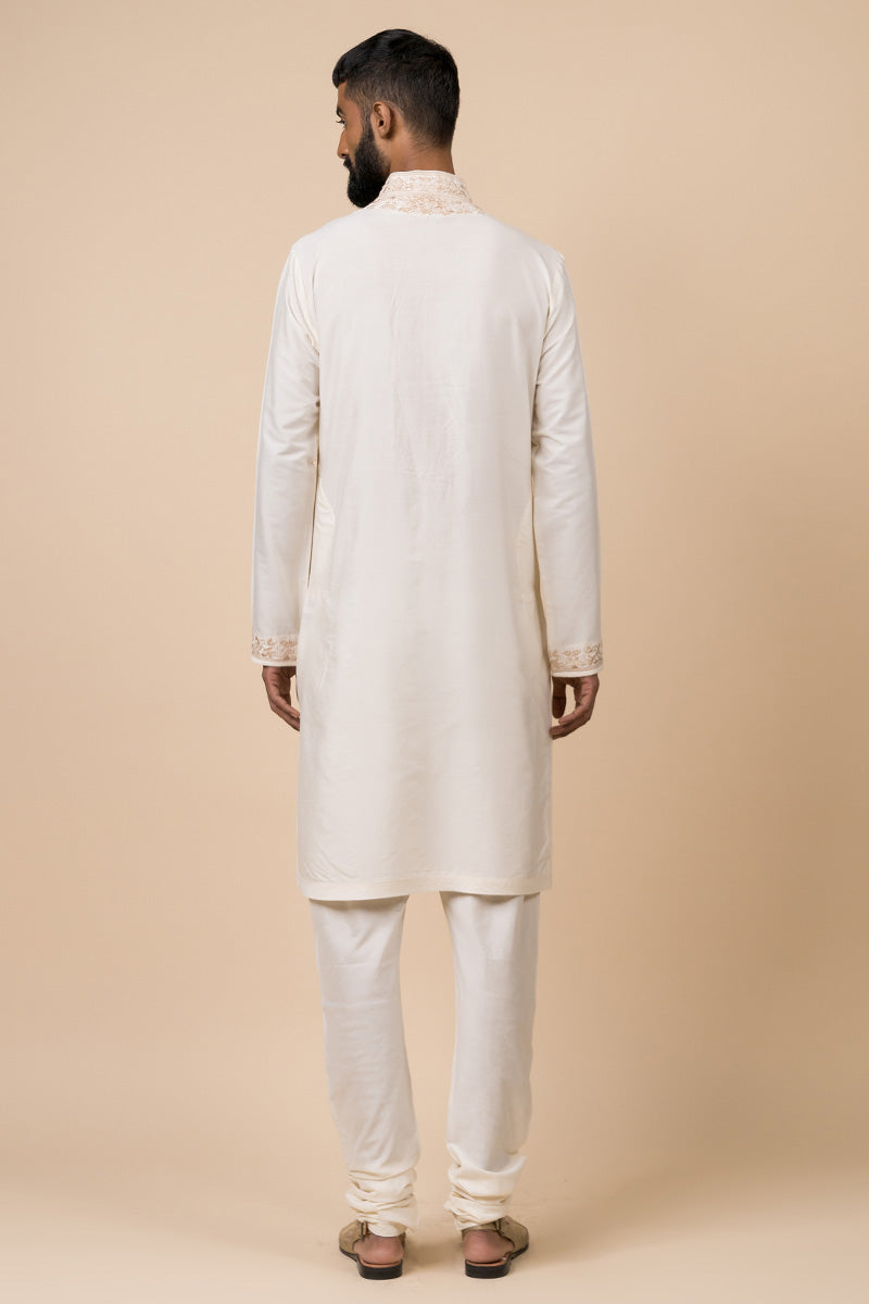 Ivory Kurta Set With Aari Work Detailing