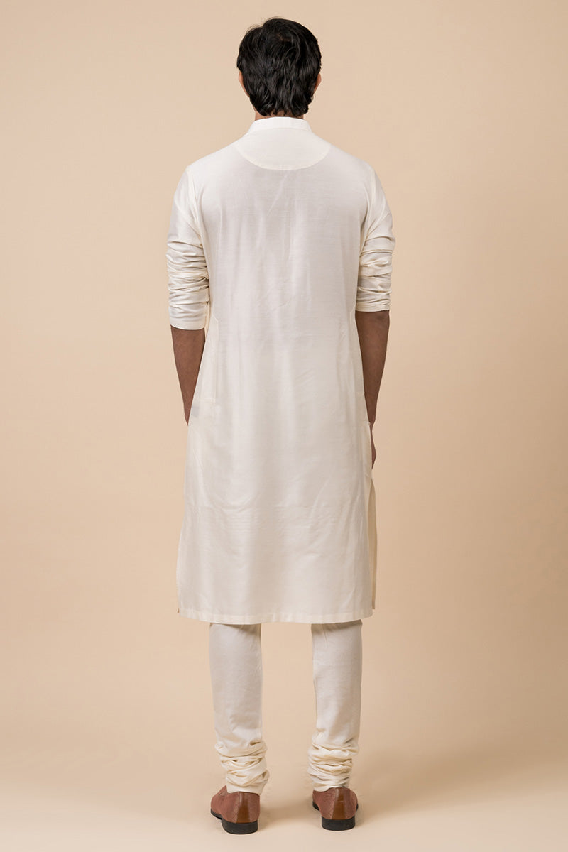 Ivory Kurta Set With Embroidered Placket