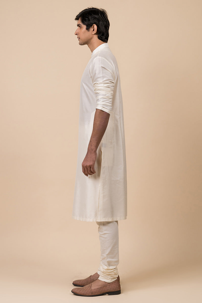 Ivory Kurta Set With Embroidered Placket