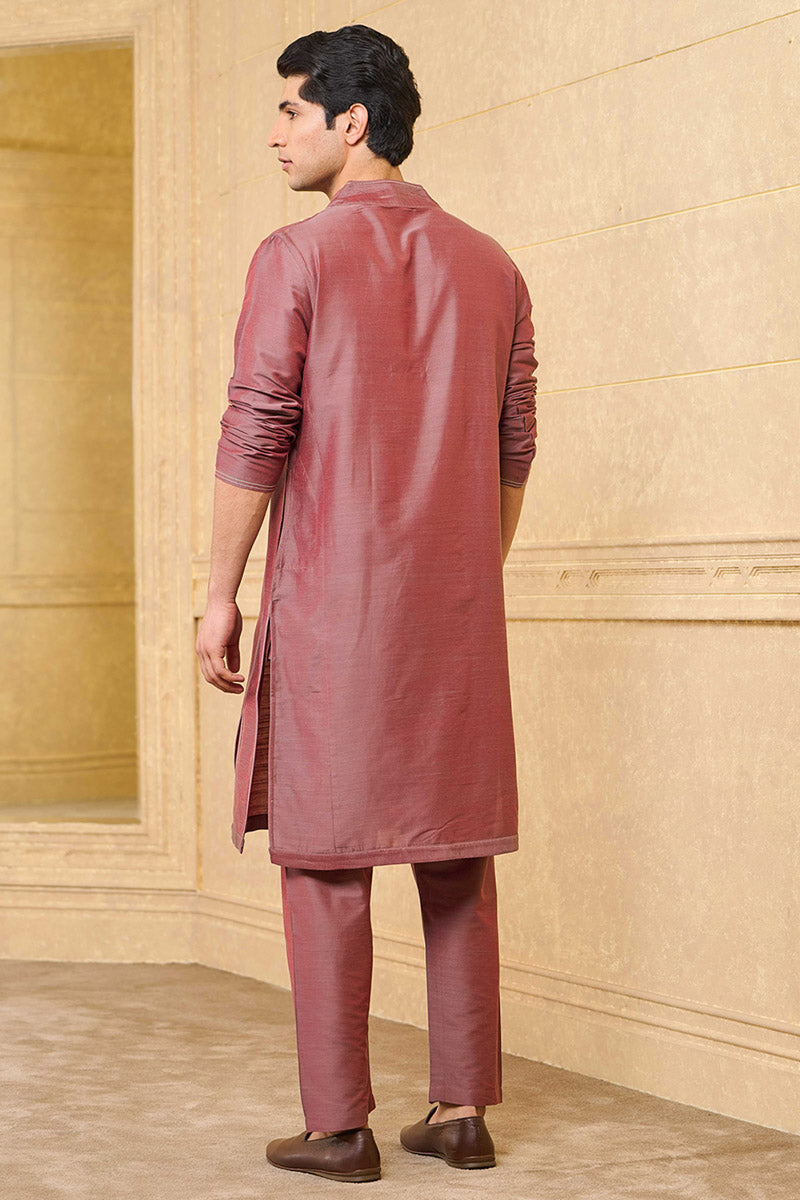 Purple Kurta Set With Asymmetrical Neck