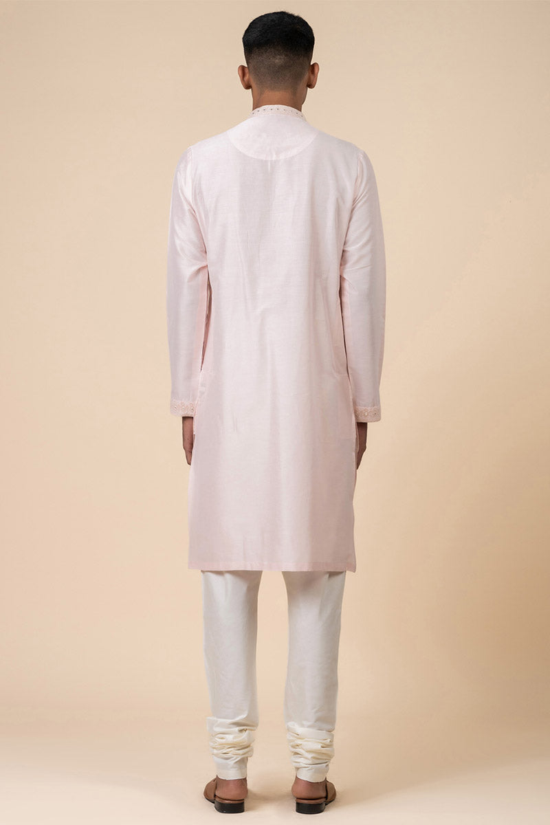 Pink Kurta Set With Mirror Work