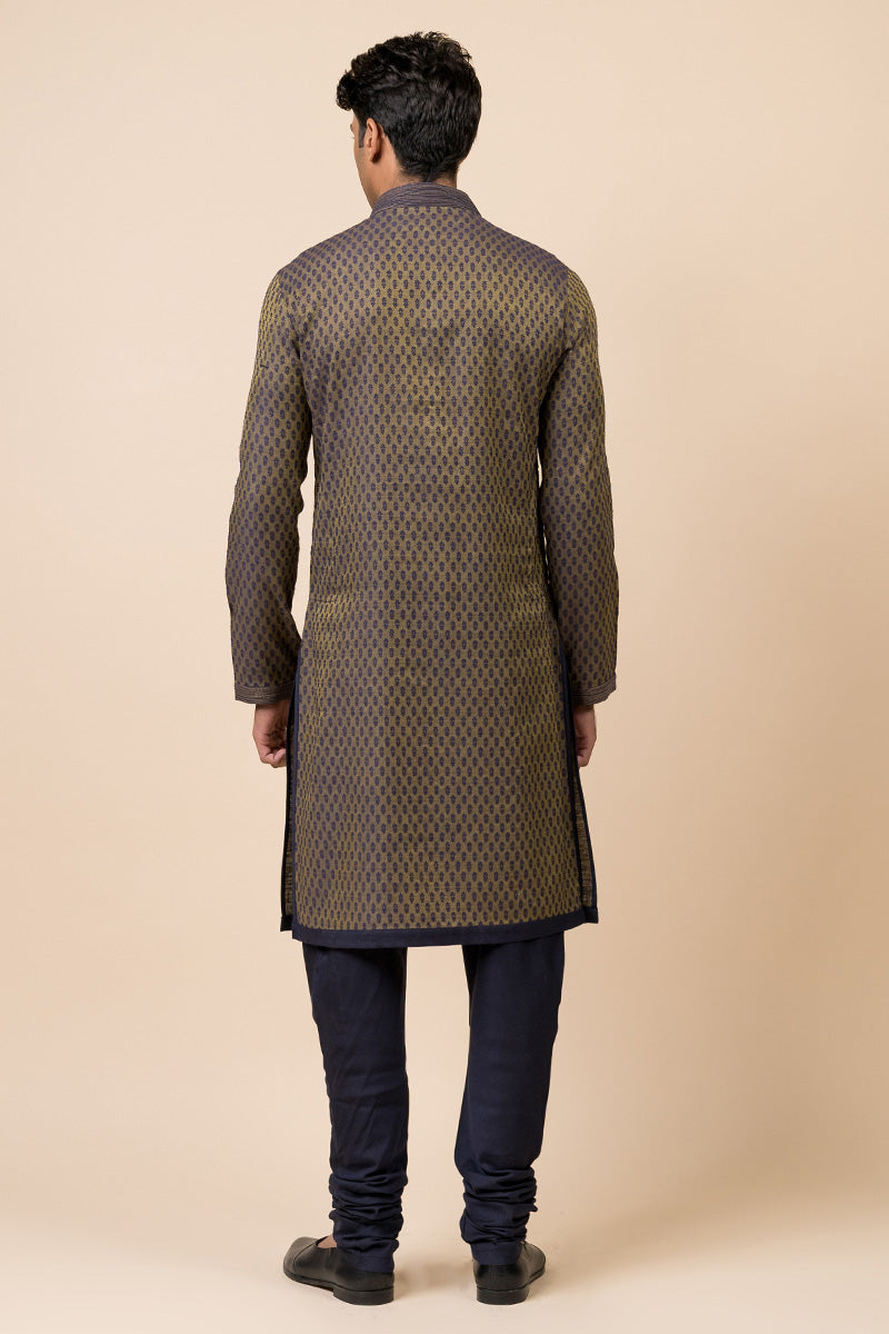 Navy Jacquard Kurta Set