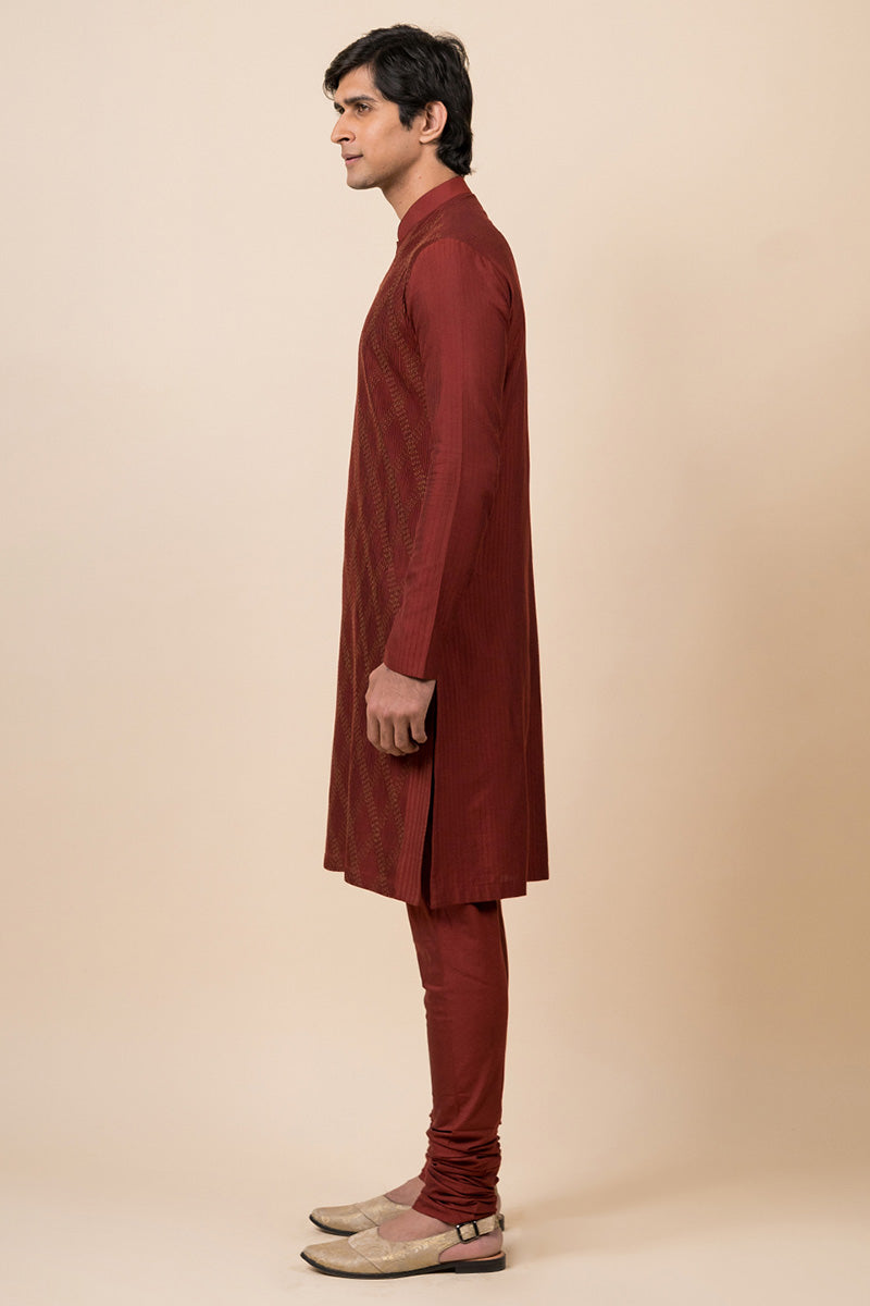 Maroon Kurta Set With Texture Detailing