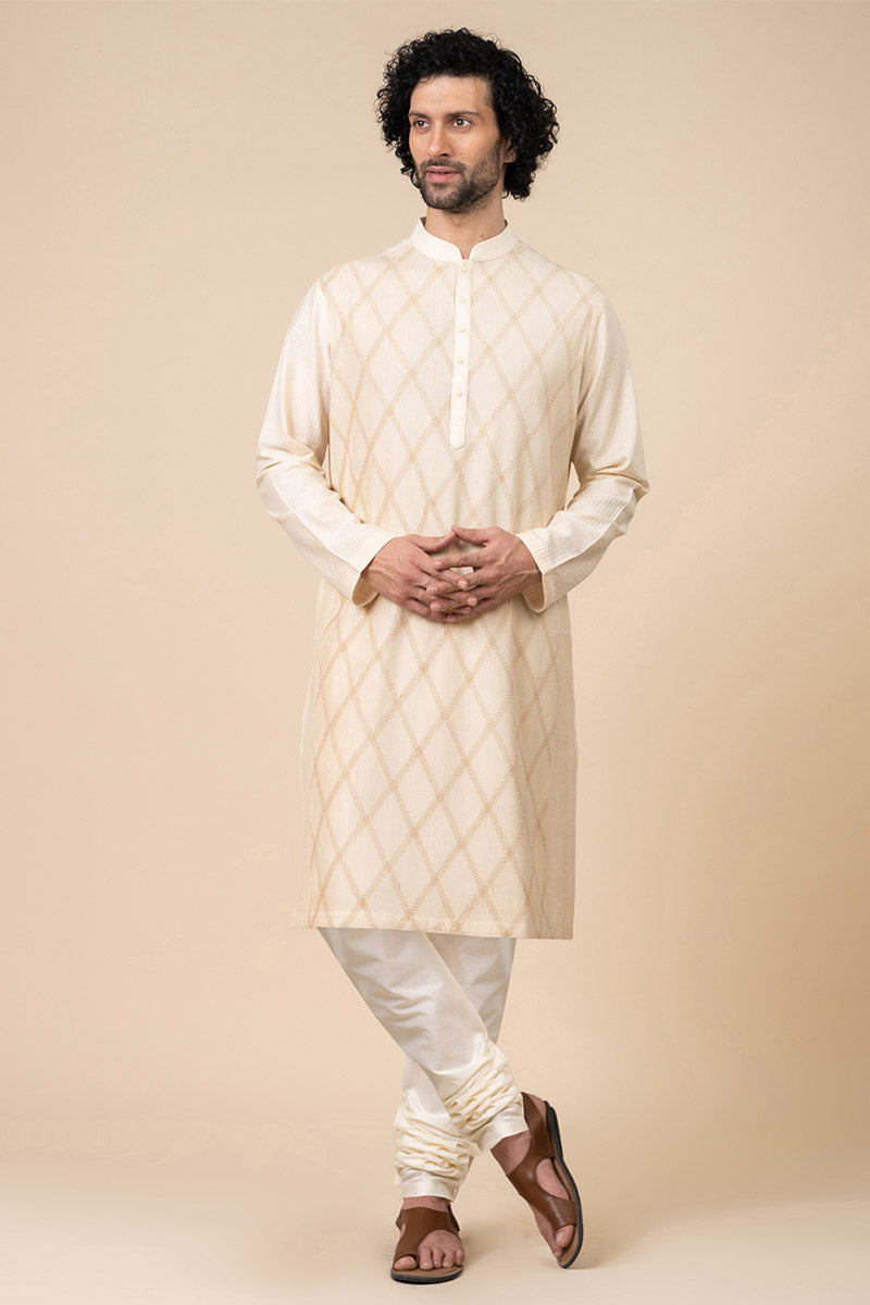 Gold Kurta Set With Texture Detailing