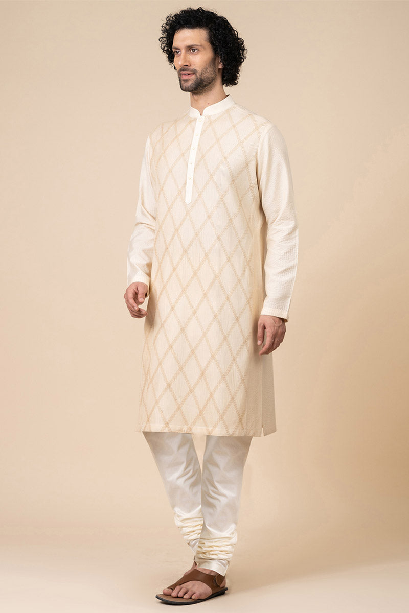 Gold Kurta Set With Texture Detailing