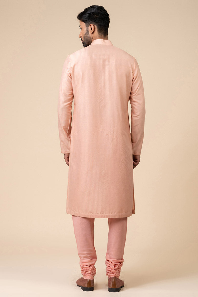 Peach All Over Textured Kurta Set