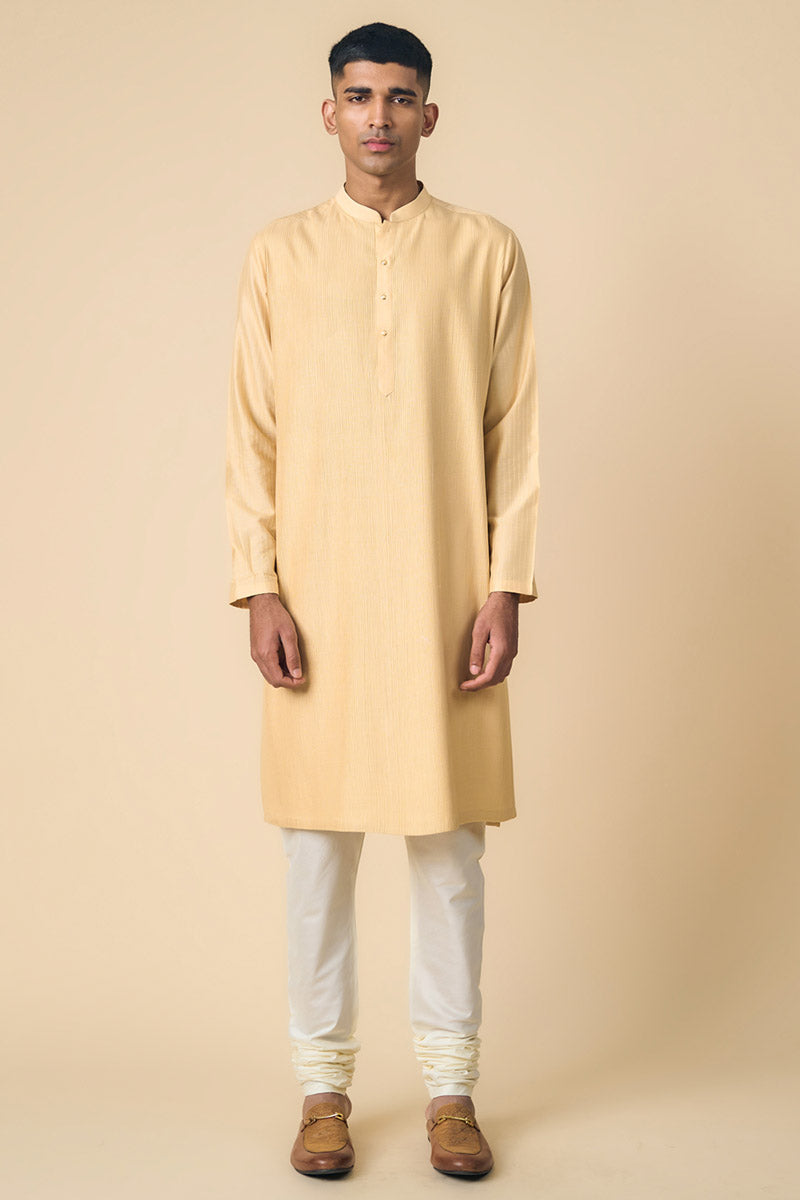 Beige Textured Kurta Set