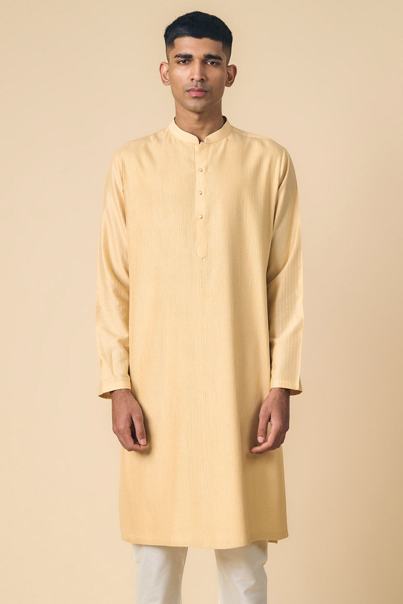 Beige Textured Kurta Set