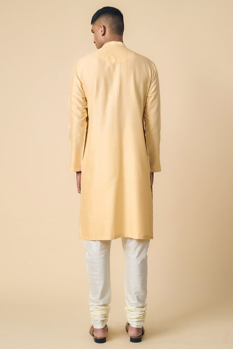 Beige Textured Kurta Set