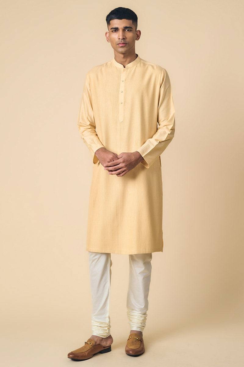 Beige Textured Kurta Set