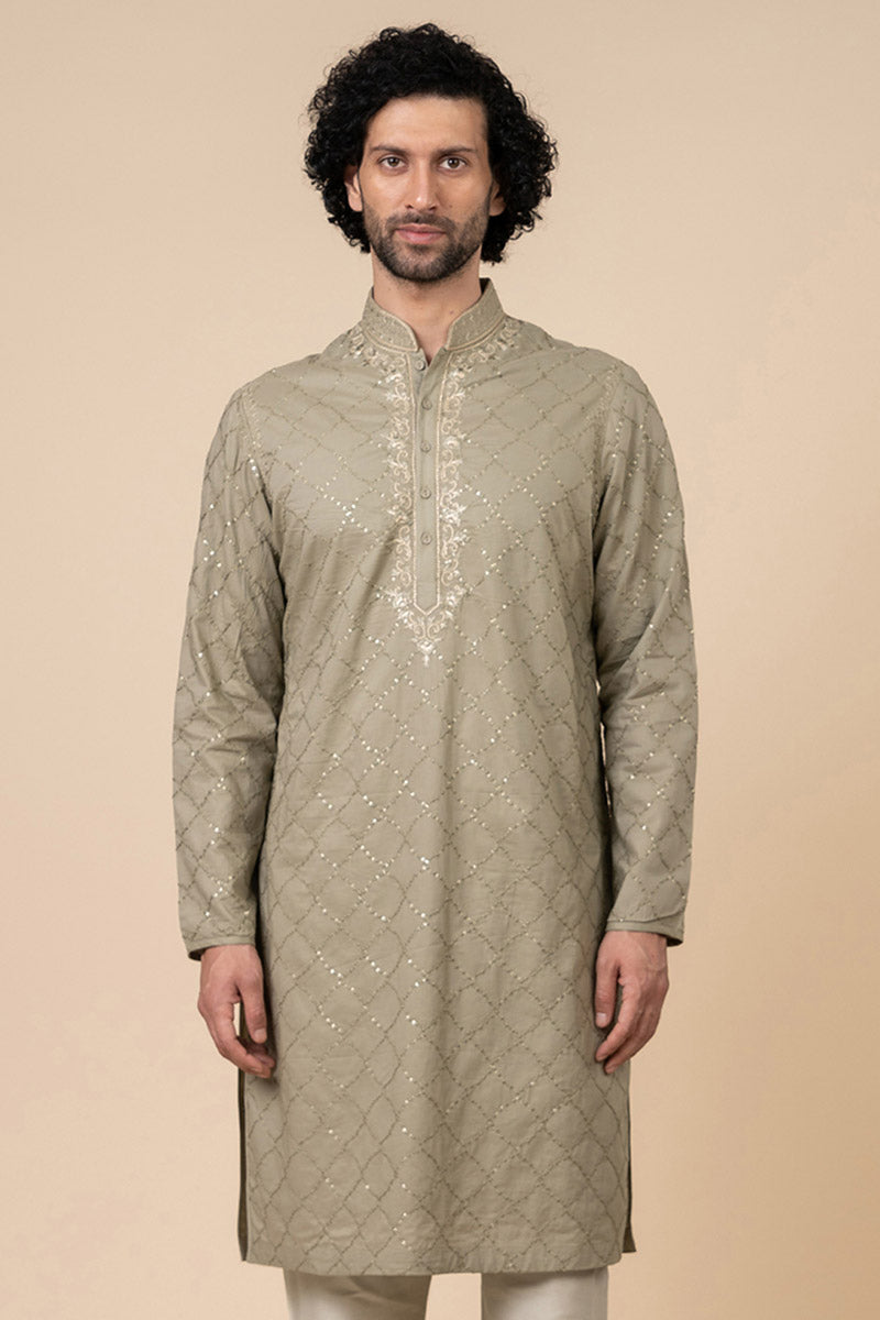 Light Green All Over Sequin Embroidered Kurta Set