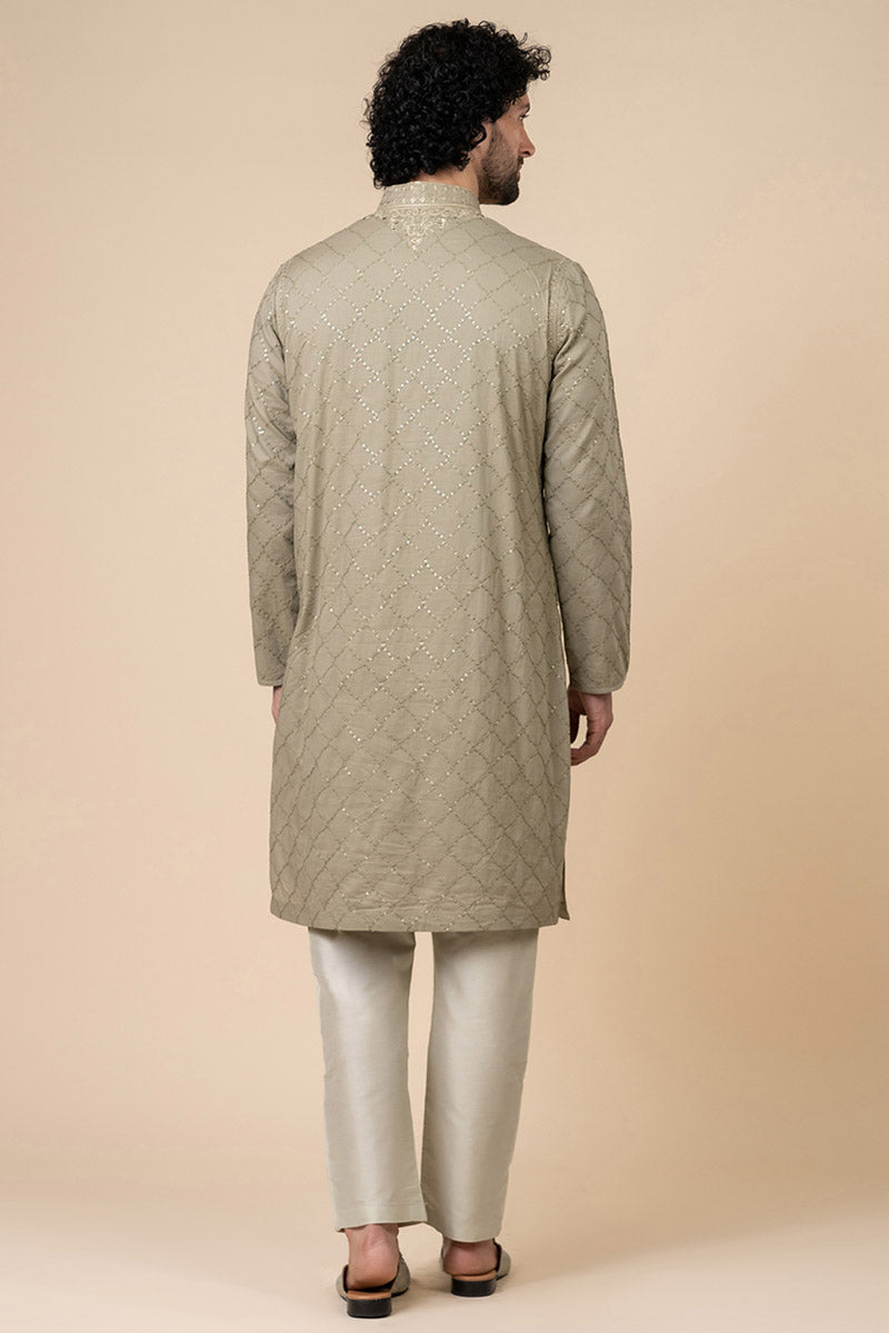 Light Green All Over Sequin Embroidered Kurta Set