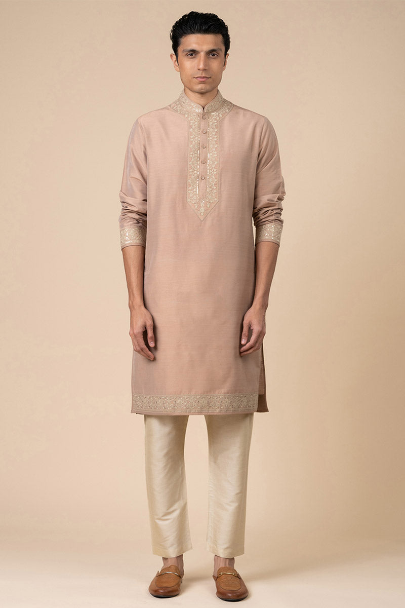 Pink Kurta Set With Embroidery Detailing