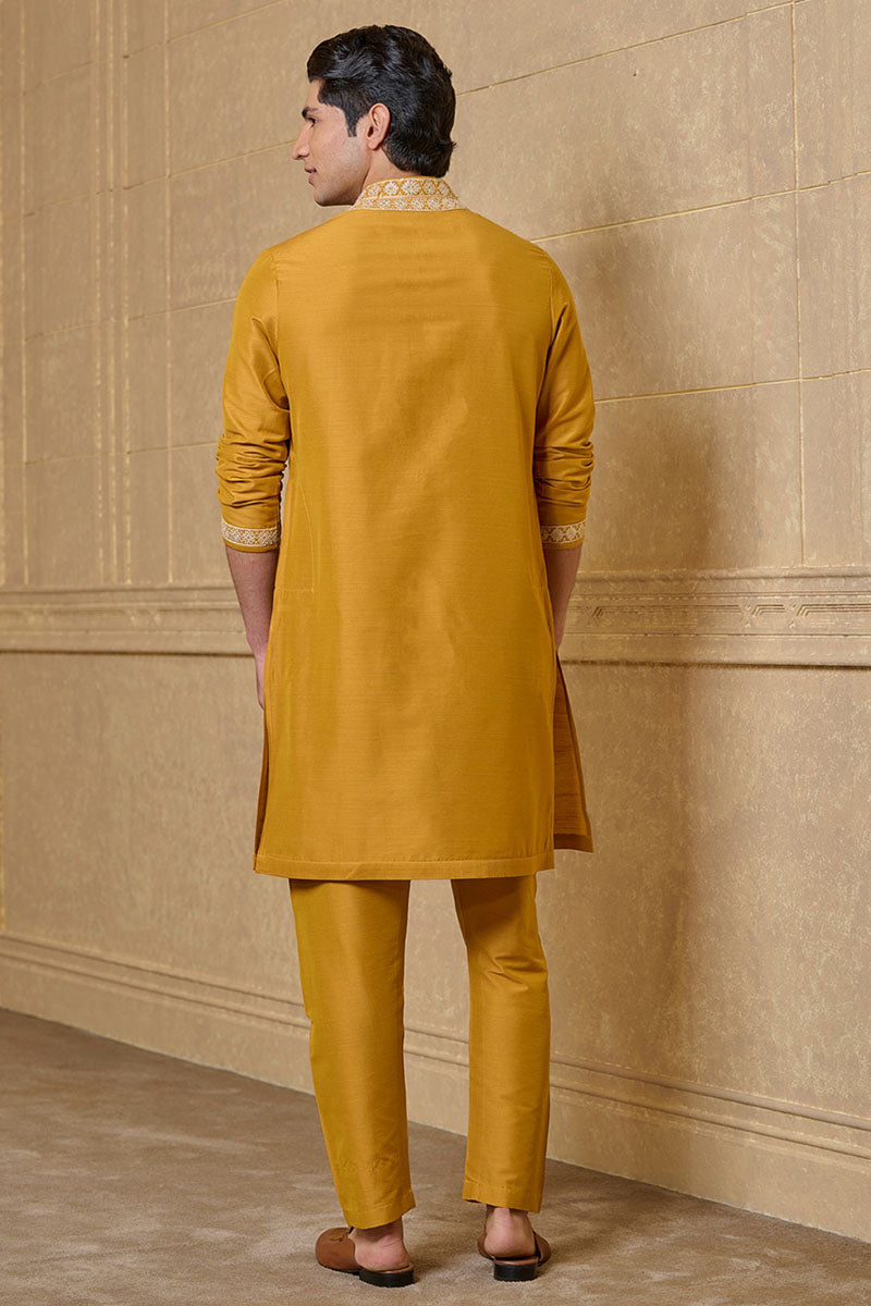 Yellow Ochre Kurta Set with Fine Thread And Gota Work