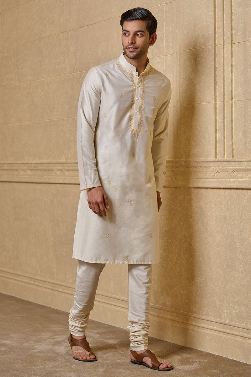 Ivory All Over Resham Embroidered Kurta Set