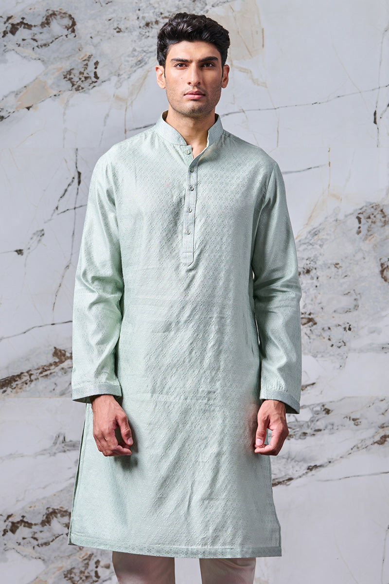 Light Green Jacquard Kurta Set