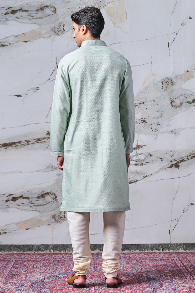 Light Green Jacquard Kurta Set